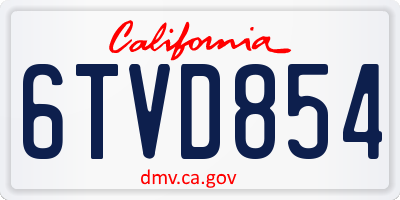 CA license plate 6TVD854
