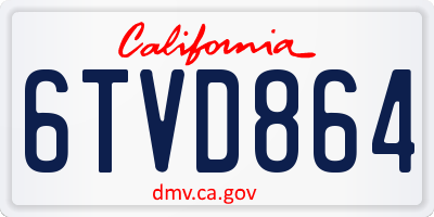 CA license plate 6TVD864