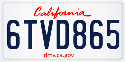 CA license plate 6TVD865