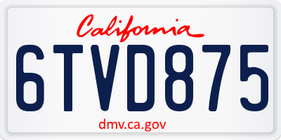 CA license plate 6TVD875