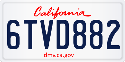 CA license plate 6TVD882