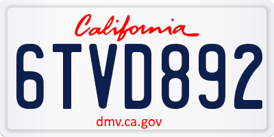 CA license plate 6TVD892