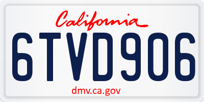 CA license plate 6TVD906
