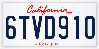 CA license plate 6TVD910