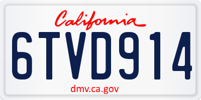 CA license plate 6TVD914
