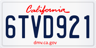 CA license plate 6TVD921