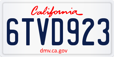 CA license plate 6TVD923