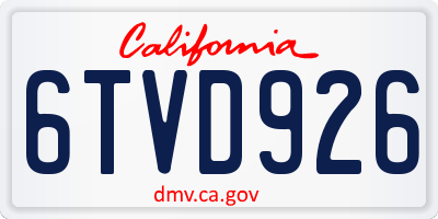 CA license plate 6TVD926