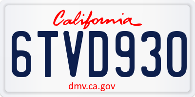 CA license plate 6TVD930