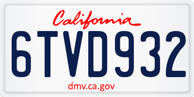 CA license plate 6TVD932