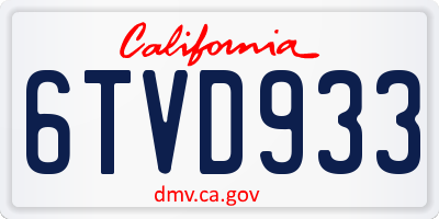 CA license plate 6TVD933