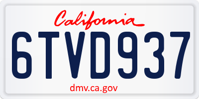CA license plate 6TVD937