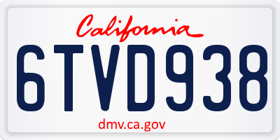 CA license plate 6TVD938