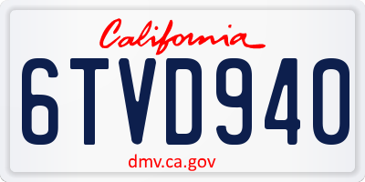 CA license plate 6TVD940