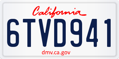 CA license plate 6TVD941