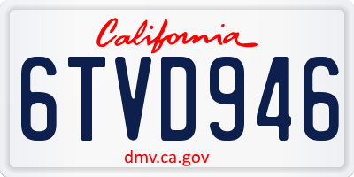 CA license plate 6TVD946