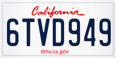 CA license plate 6TVD949