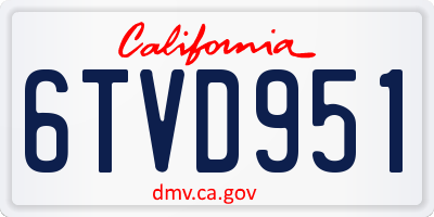CA license plate 6TVD951
