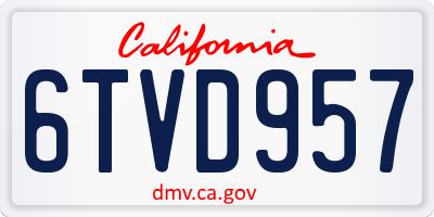 CA license plate 6TVD957