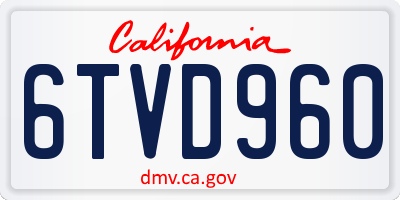 CA license plate 6TVD960