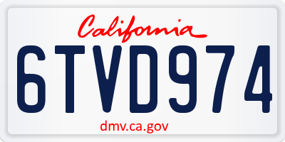 CA license plate 6TVD974