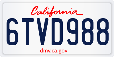 CA license plate 6TVD988