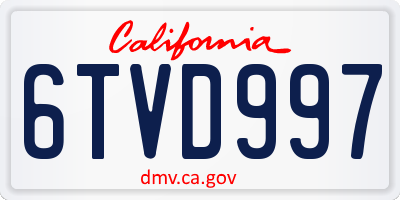 CA license plate 6TVD997