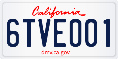 CA license plate 6TVE001