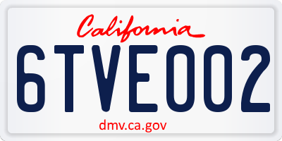 CA license plate 6TVE002