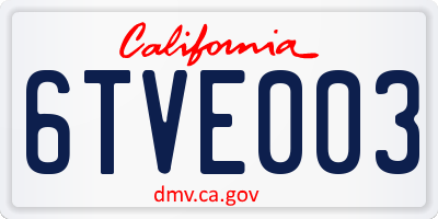 CA license plate 6TVE003