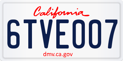 CA license plate 6TVE007