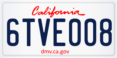 CA license plate 6TVE008