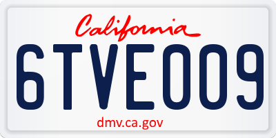 CA license plate 6TVE009