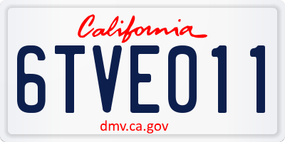 CA license plate 6TVE011