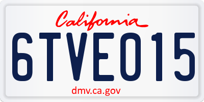 CA license plate 6TVE015