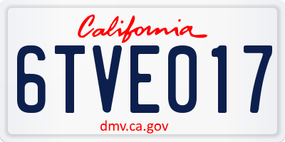 CA license plate 6TVE017