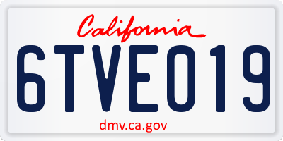 CA license plate 6TVE019