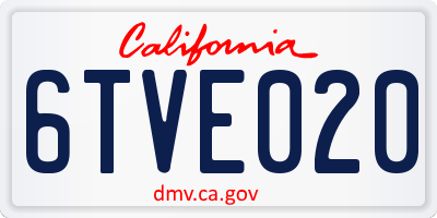 CA license plate 6TVE020