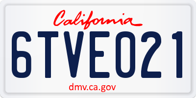 CA license plate 6TVE021