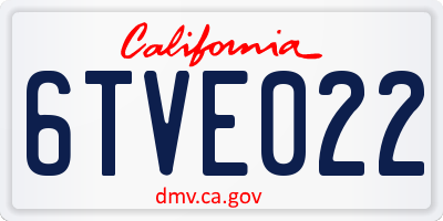 CA license plate 6TVE022