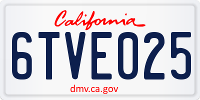 CA license plate 6TVE025