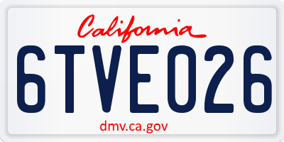 CA license plate 6TVE026