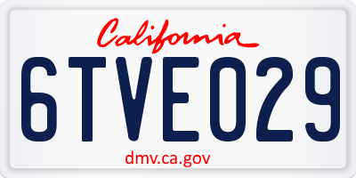 CA license plate 6TVE029