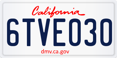 CA license plate 6TVE030