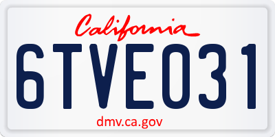 CA license plate 6TVE031