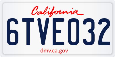 CA license plate 6TVE032