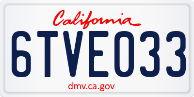 CA license plate 6TVE033