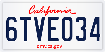 CA license plate 6TVE034