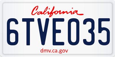 CA license plate 6TVE035