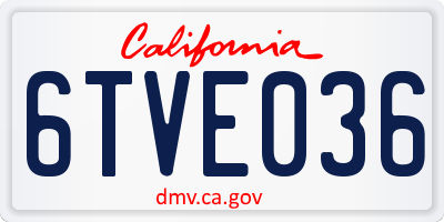 CA license plate 6TVE036